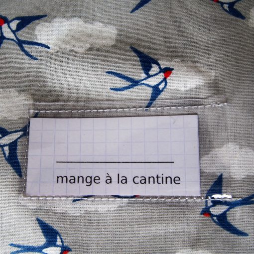 Serviette de cantine élastiquée avec étiquette prénom - Gros pois Petits points - Artisanat textile français