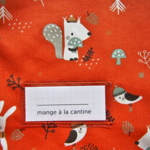 Serviette de cantine élastiquée avec étiquette prénom - Gros pois Petits points - Artisanat textile français