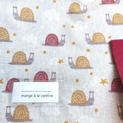 Serviette de cantine élastiquée avec étiquette prénom - Gros pois Petits points - Artisanat textile français