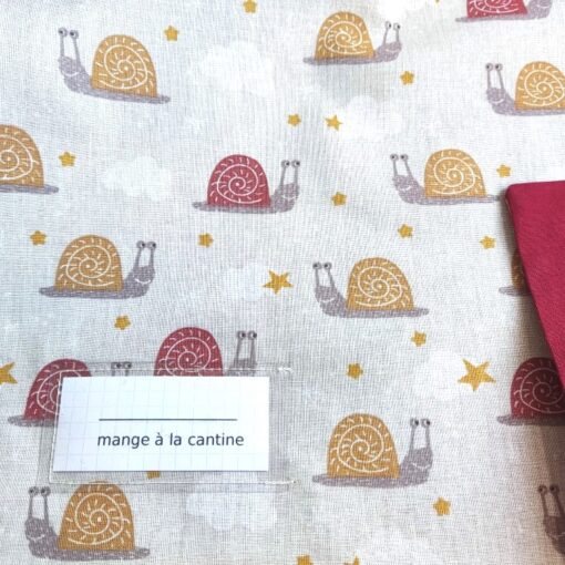 Serviette de cantine élastiquée avec étiquette prénom - Gros pois Petits points - Artisanat textile français