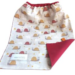 Serviette de cantine élastiquée avec étiquette prénom - Gros pois Petits points - Artisanat textile français