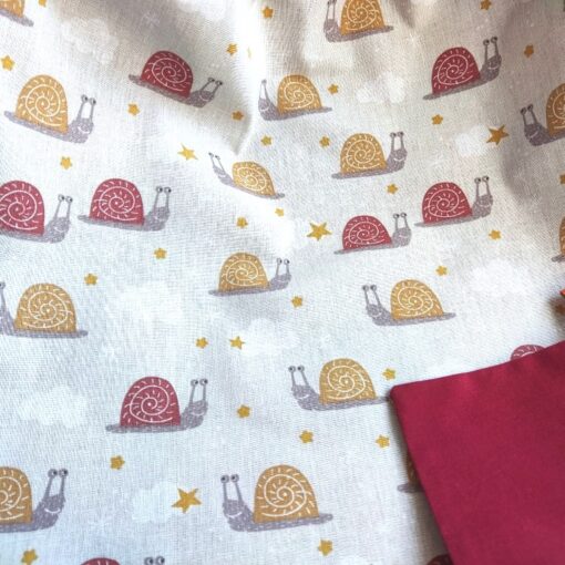 Serviette de cantine élastiquée avec étiquette prénom - Gros pois Petits points - Artisanat textile français