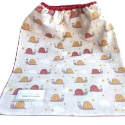 Serviette de cantine élastiquée avec étiquette prénom - Gros pois Petits points - Artisanat textile français