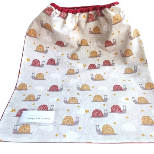 Serviette de cantine élastiquée avec étiquette prénom - Gros pois Petits points - Artisanat textile français