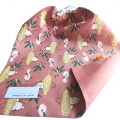 Serviette de cantine élastiquée avec étiquette prénom - Gros pois Petits points - Artisanat textile français