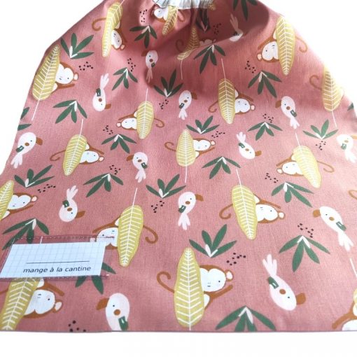 Serviette de cantine élastiquée avec étiquette prénom - Gros pois Petits points - Artisanat textile français