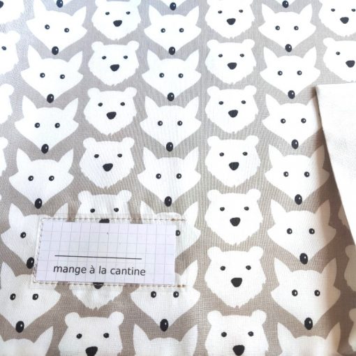 Serviette de cantine élastiquée avec étiquette prénom - Gros pois Petits points - Artisanat textile français