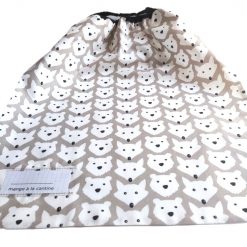 Serviette de cantine élastiquée avec étiquette prénom - Gros pois Petits points - Artisanat textile français