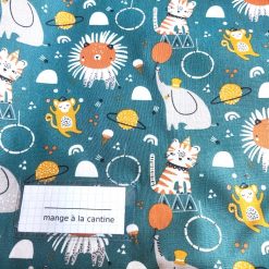 Serviette de cantine élastiquée avec étiquette prénom - Gros pois Petits points - Artisanat textile français