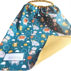 Serviette de cantine élastiquée avec étiquette prénom - Gros pois Petits points - Artisanat textile français