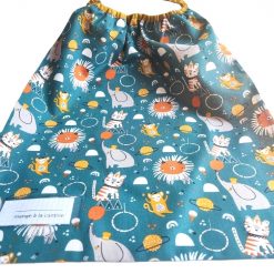 Serviette de cantine élastiquée avec étiquette prénom - Gros pois Petits points - Artisanat textile français