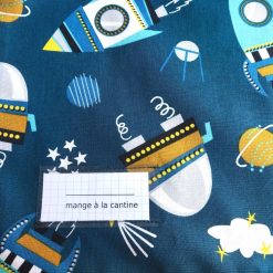 Serviette de cantine élastiquée avec étiquette prénom - Gros pois Petits points - Artisanat textile français